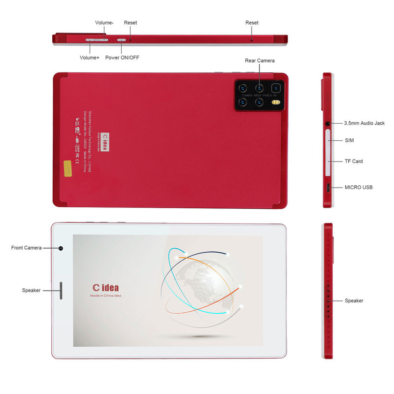C Idea Android Tablet For Learners 7 인치 쿼드 코어 프로세서 ROM 32GB 확장 듀얼 카메라 CM520 (붉은)