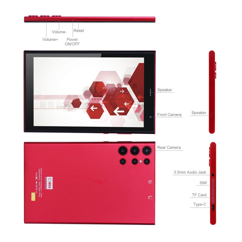 C 아이디어 와이파이 8인치 태블릿 PC 대용량 8000mAh 배터리 512GB 스토리지 듀얼 5MP+8MP 카메라 CM822 (붉은)