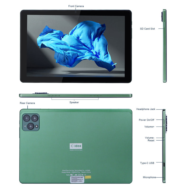 C 아이디어 10인치 안드로이드 12 태블릿 8GB 램 256GB 롬 모델 CM8000PLUS 녹색