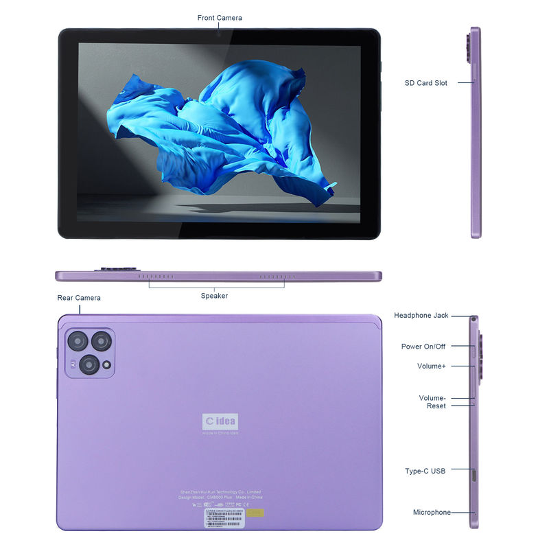 C 아이디어 10인치 안드로이드 12 태블릿 8GB 램 256GB 롬 모델 CM8000PLUS 보라색
