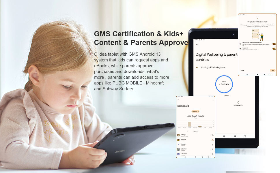C 아이디어 유스 8인치 태블릿 안드로이드 13 블루 라이트 화면, 와이파이, 32GB + 64GB, 800*1280 IPS 인셀 CM826