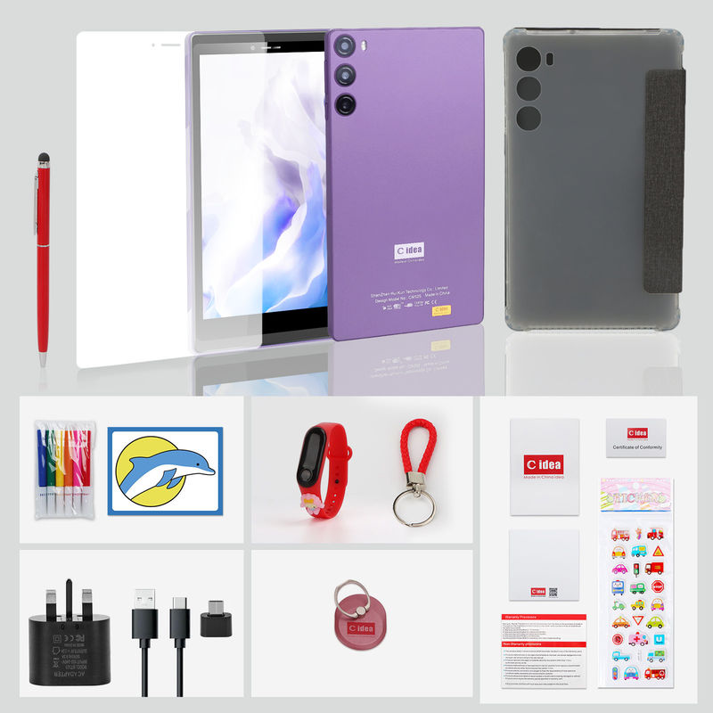 C 아이디어 7인치 6+128GB 6000mAh 안드로이드 태블릿 PC 학생용 SIM와 함께 CM525 보라색