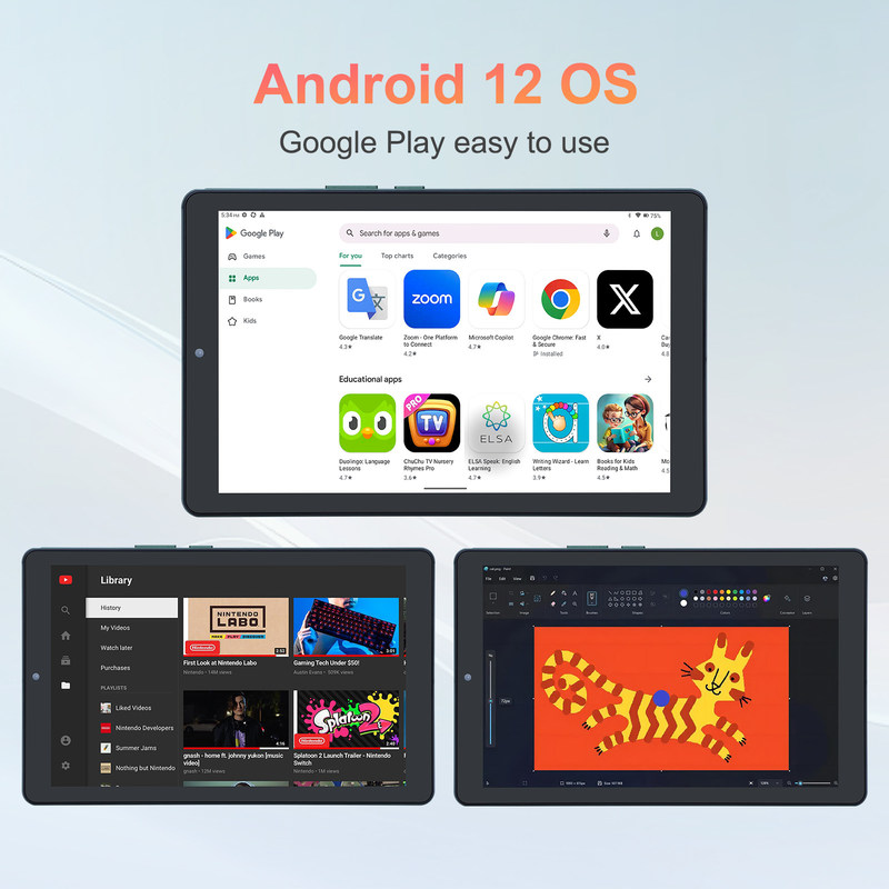 C 아이디어 9인치 안드로이드 12 태블릿 8GB RAM 512GB ROM 5MP+8MP 듀얼 카메라 와이파이 태블릿 SIM CM915 (녹색)