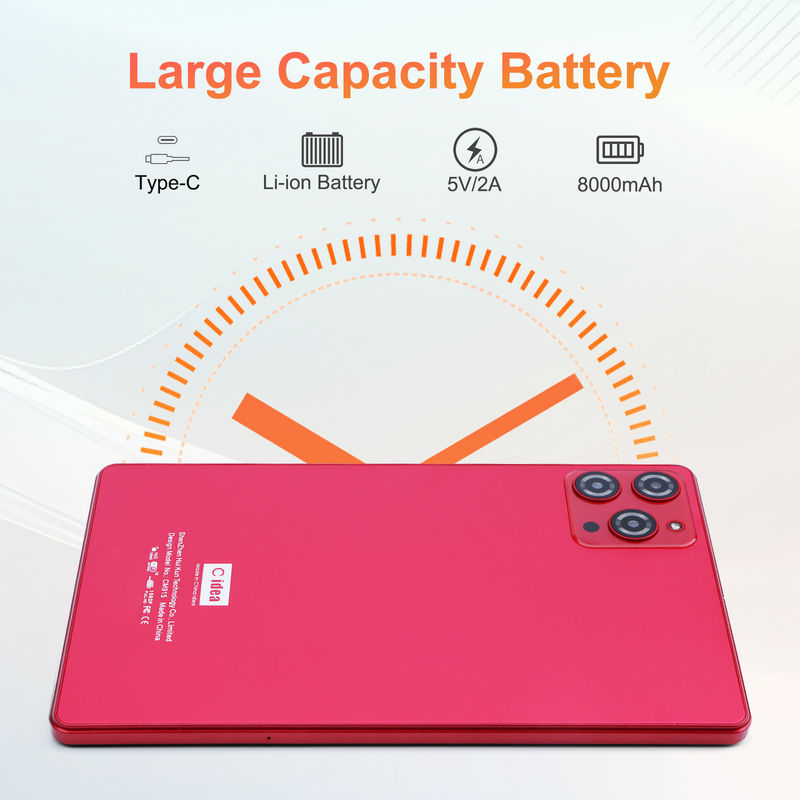 C 아이디어 9인치 안드로이드 12 태블릿 8GB 램 512GB 롬 5MP+8MP 듀얼 카메라 와이파이 태블릿 SIM CM915 (붉은)