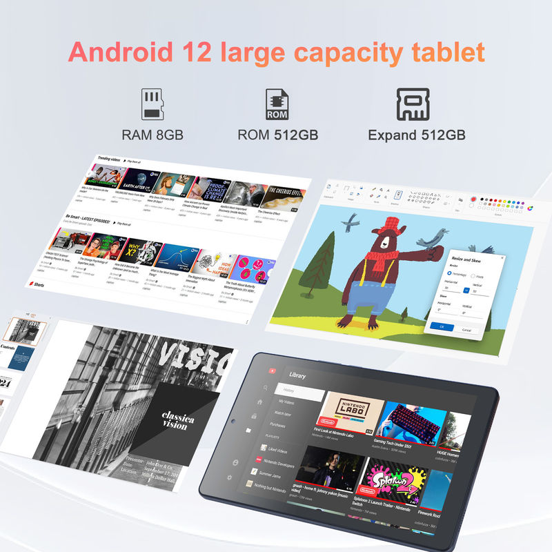 C 아이디어 9인치 안드로이드 12 태블릿 8GB 램 512GB 롬 5MP+8MP 듀얼 카메라 와이파이 태블릿 SIM CM915 (그레이)