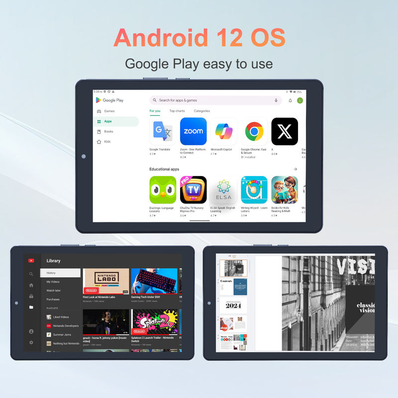 C 아이디어 9인치 안드로이드 12 태블릿 8GB 램 512GB 롬 5MP+8MP 듀얼 카메라 와이파이 태블릿 SIM CM915 (그레이)