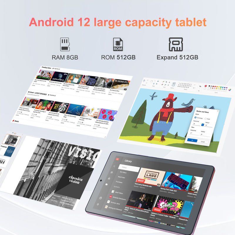 C 아이디어 9인치 안드로이드 12 태블릿 8GB 램 512GB 롬 5MP+8MP 듀얼 카메라 와이파이 태블릿 SIM CM915 (핑크)