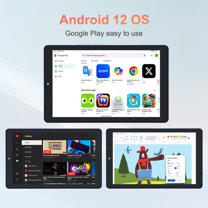 C 아이디어 9인치 안드로이드 12 태블릿 8GB 램 512GB 롬 5MP+8MP 듀얼 카메라 와이파이 태블릿 SIM CM915 (포르풀)