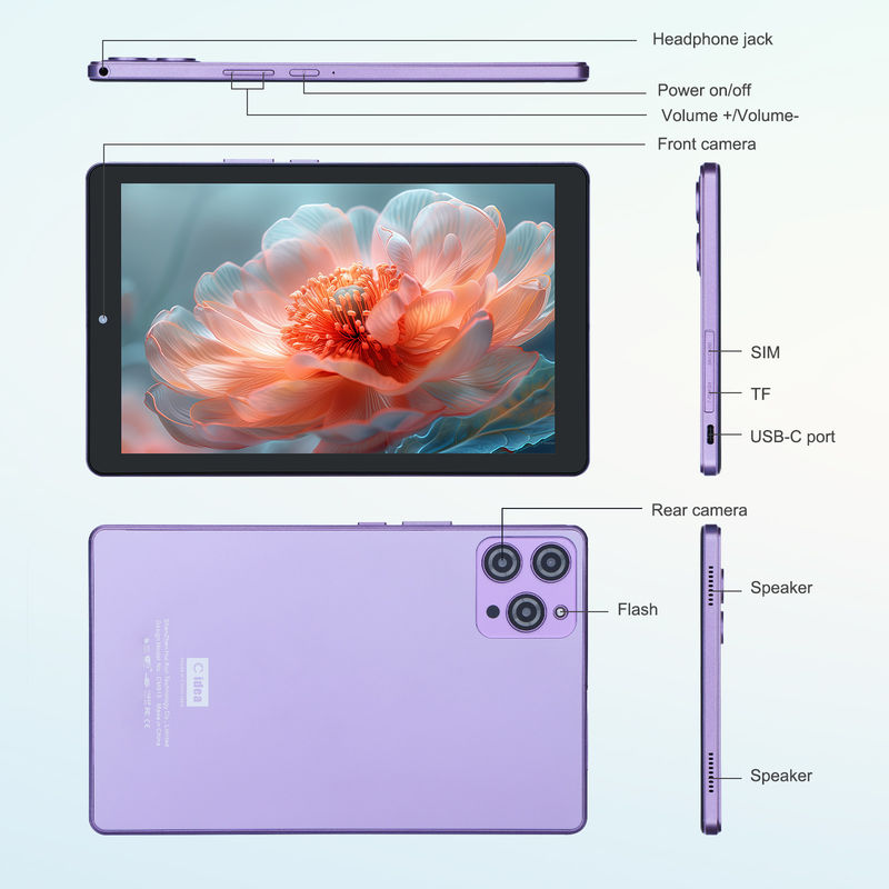 C 아이디어 9인치 안드로이드 12 태블릿 8GB 램 512GB 롬 5MP+8MP 듀얼 카메라 와이파이 태블릿 SIM CM915 (포르풀)