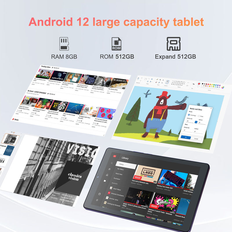 C 아이디어 9인치 안드로이드 12 태블릿 8GB 램 512GB 롬 5MP+8MP 듀얼 카메라 와이파이 태블릿 SIM CM915 (포르풀)