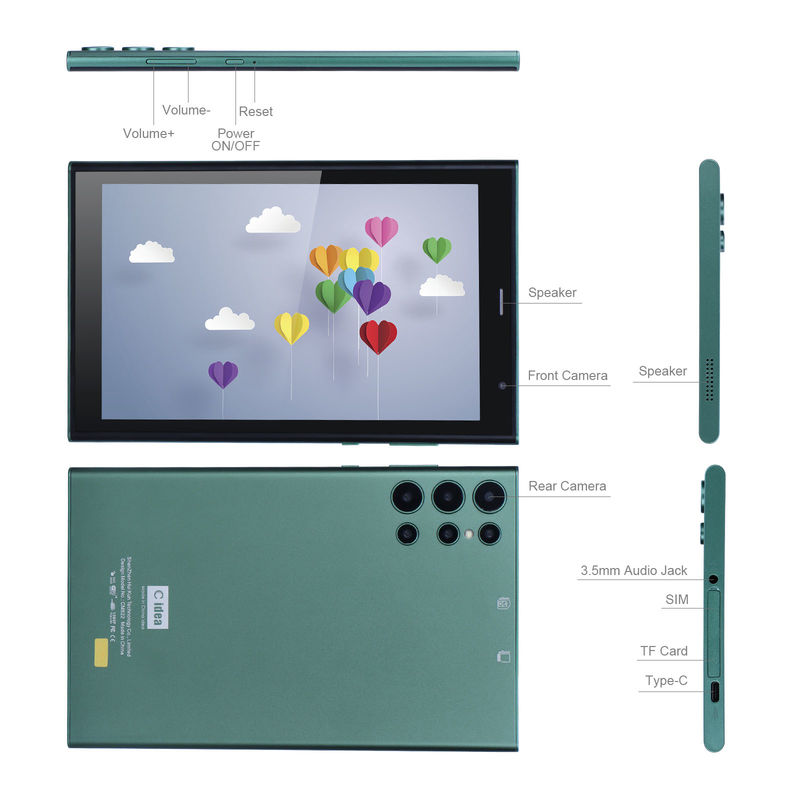 C 아이디어 8인치 안드로이드 태블릿 PC 8GB 램 512GB 롬 쿼드 코어 800*1280 HD 태블릿 WIFI/SIM 카드 CM822 (녹색)