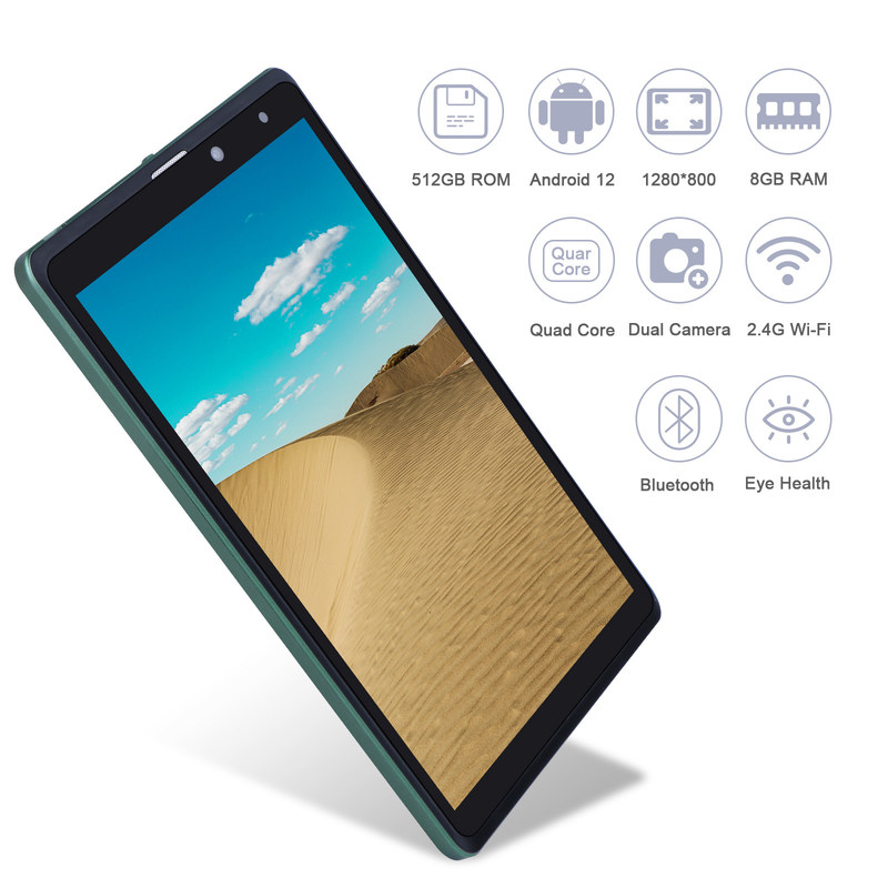 C 아이디어 8인치 안드로이드 태블릿 PC 제조사 안드로이드 12 쿼드 코어 8GB+512GB 저장장치 IPS HD 디스플레이 CM835 (녹색)