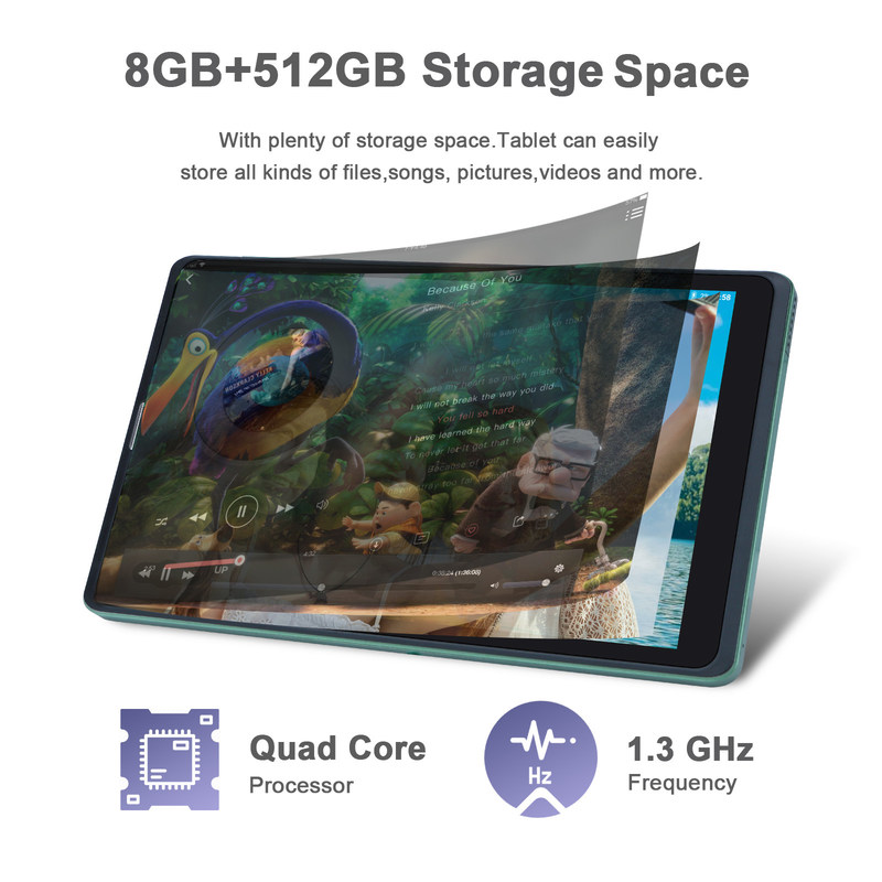 C 아이디어 8인치 안드로이드 태블릿 PC 제조사 안드로이드 12 쿼드 코어 8GB+512GB 저장장치 IPS HD 디스플레이 CM835 (녹색)