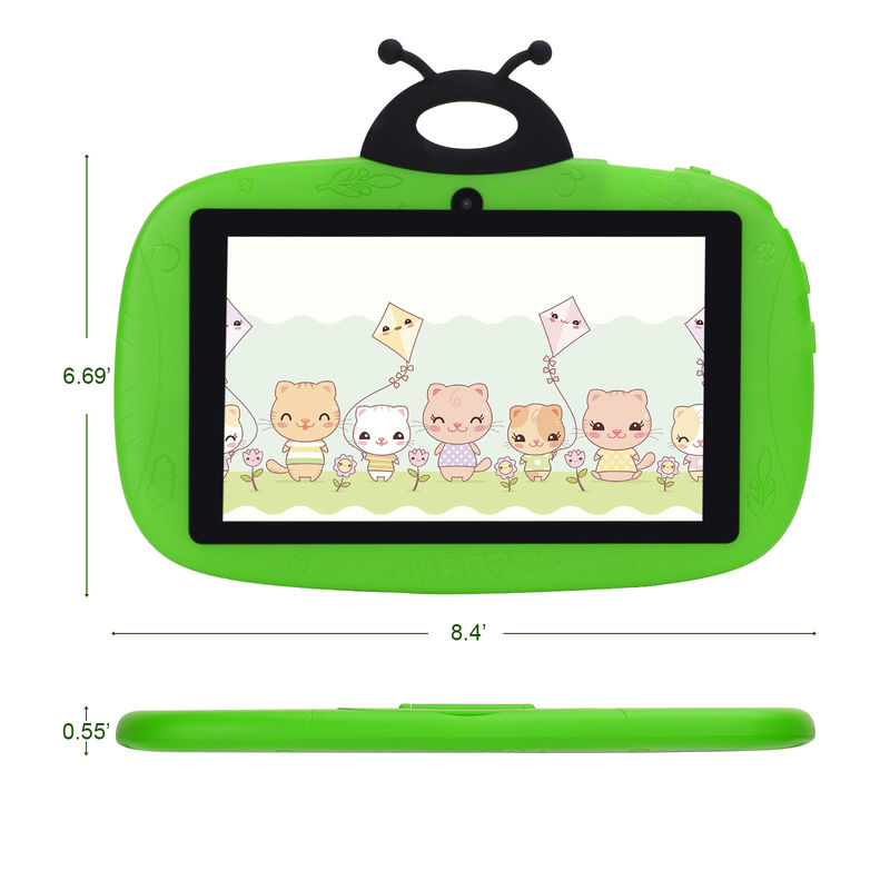 C 아이디어 듀얼 카메라 와이파이 7인치 태블릿 PC 안드로이드 어린이 유아 학습 128GB 케이스/어린이 앱 CM75 (녹색)