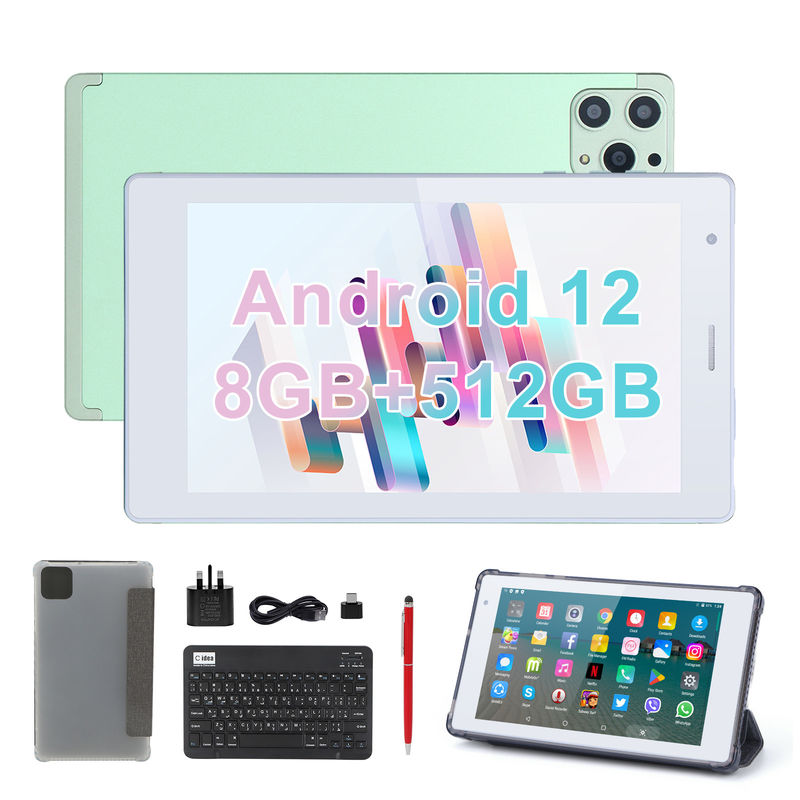C 아이디어 7인치 안드로이드 스마트 태블릿 8+512GB 쿼드 코어 와이파이 태블릿 HD 터치 스크린 CM513 ((녹색)