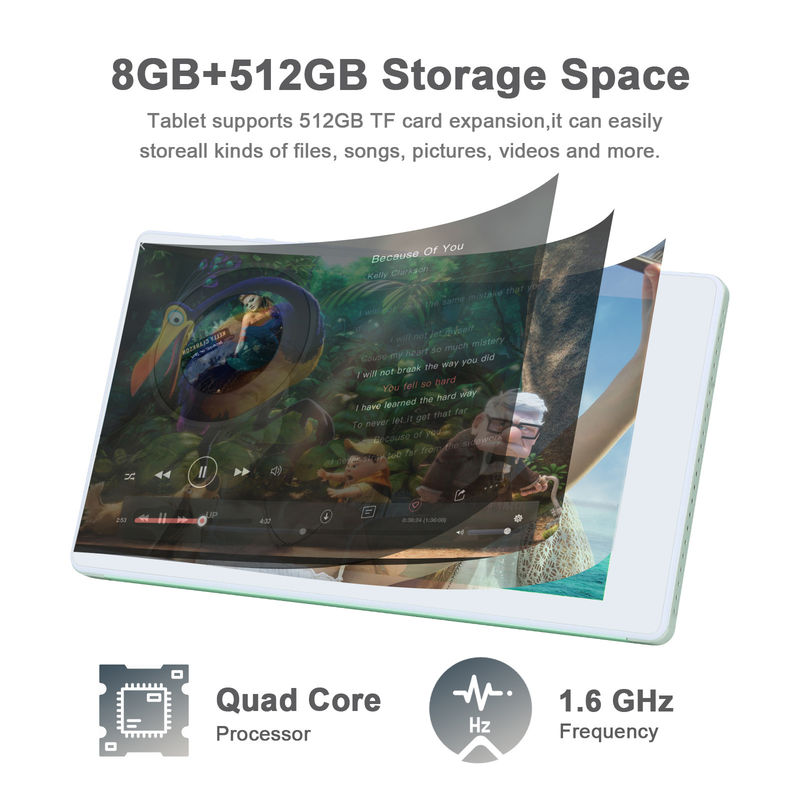 C 아이디어 7인치 안드로이드 스마트 태블릿 8+512GB 쿼드 코어 와이파이 태블릿 HD 터치 스크린 CM513 ((녹색)