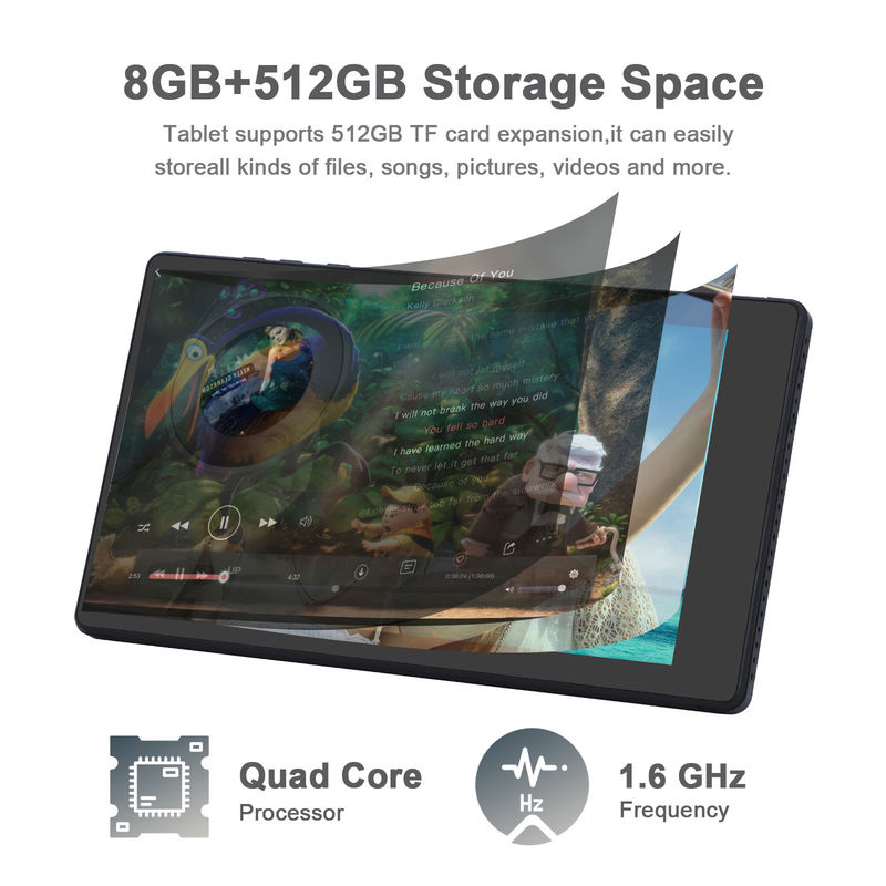 C 아이디어 7인치 안드로이드 스마트 태블릿 8+512GB 쿼드 코어 와이파이 태블릿 HD 터치 스크린 CM513 (검은)