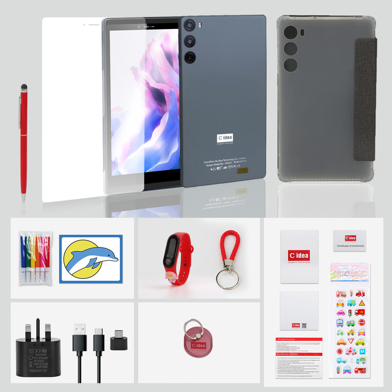 C 아이디어 학교 태블릿 512GB 안드로이드 12 SIM 지원 스마트 태블릿 PC CM525 회색