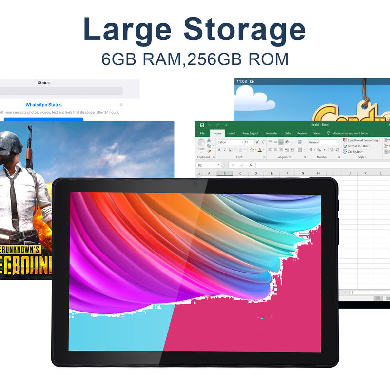 C 아이디어 800x1280 IPS 10 인치 태블릿 PC 케이스 256GB ROM 쿼드 코어 듀얼 5MP+8MP 카메라 HD IPS 디스플레이 CM7000 블랙