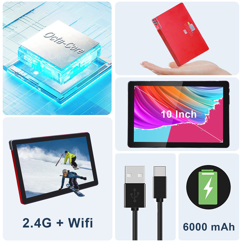 C 아이디어 10인치 태블릿 PC 안드로이드 12 태블릿 6GB 램 256GB 롬 6000mAh 배터리 IPS HD 터치 스크린 CM7000PLUS