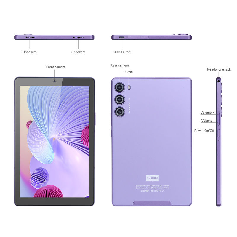 C 아이디어 보라색 256GB ROM 9인치 태블릿 PC 800x1280 IPS 화면 8000mAh 배터리 용량 보호 케이스 CM925