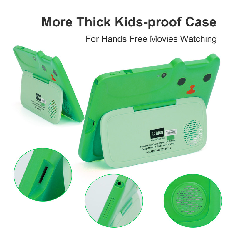 C 아이디어 녹색 7인치 HD 디스플레이 안드로이드 9 유아용 태블릿