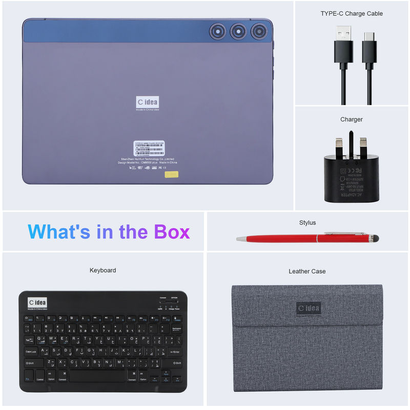 C 아이디어 안드로이드 태블릿 10.1인치 듀얼 카메라 8GB 램 512GB 와이파이 5G 태블릿 키보드 마우스와 함께 학교용 SIM 지원
