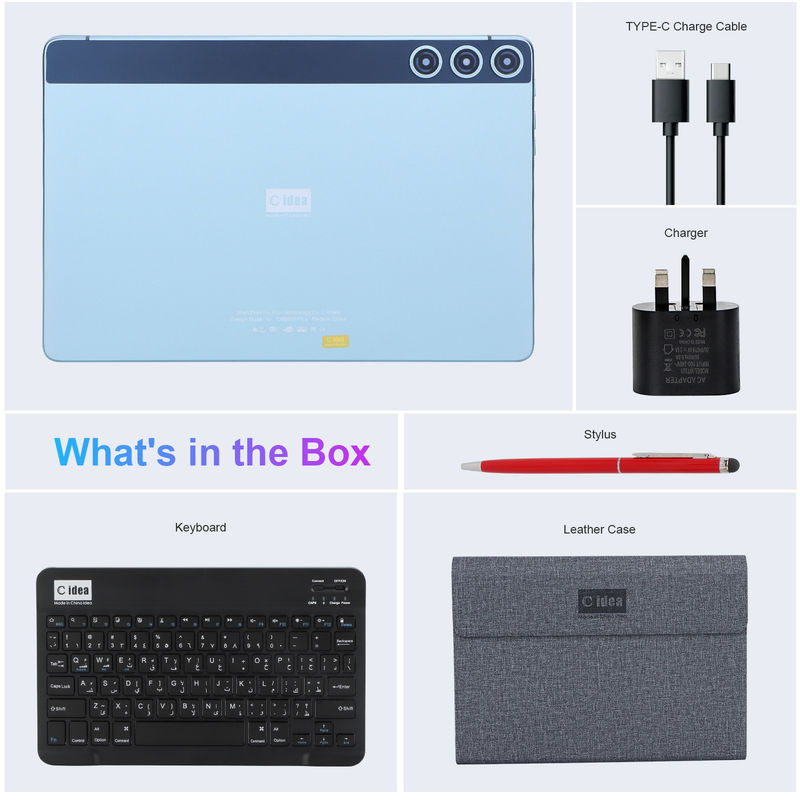 C 아이디어 10.1 인치 스마트 태블릿 10000mAh 배터리 8GB + 512GB 블루투스 키보드와 SIM 지원 교육 학습