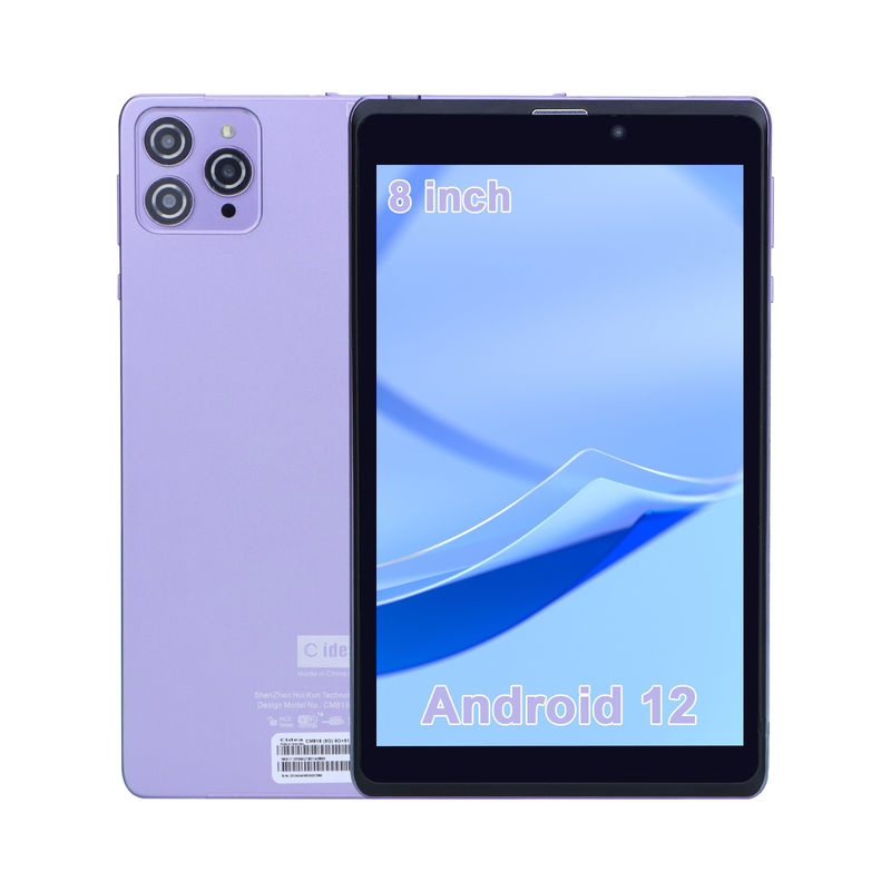 C 아이디어 휴대용 8 안드로이드 태블릿 PC 8GB 램 512 GB 안드로이드 12 태블릿 IPS HD 디스플레이 쿼드 코어 CM818 보라색