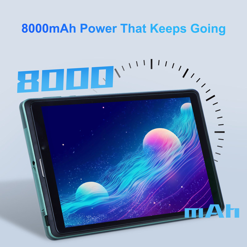 C 아이디어 8인치 안드로이드 태블릿 PC 안드로이드 12 운영 체제 쿼드 코어 CPU 8GB 램 512GB 스토리지 IPS HD 디스플레이 CM818-녹색