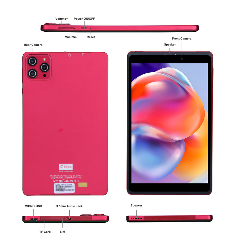 C 아이디어 8인치 안드로이드 12 태블릿 8GB 램 512GB 롬 8000mAh 배터리 5+8MP 학생용 카메라