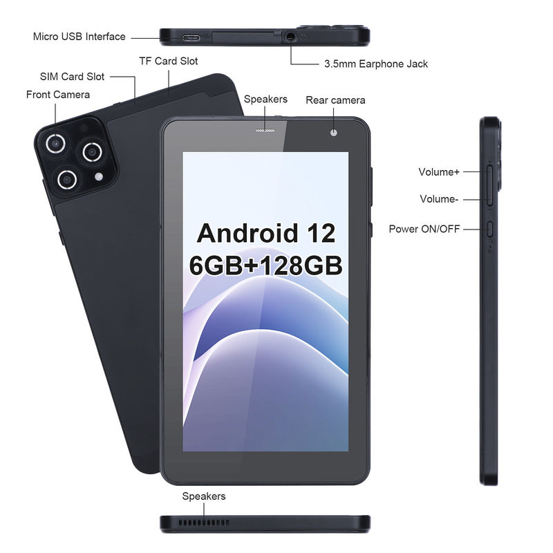 C 아이디어 안드로이드 태블릿 6+128GB 쿼드 코어 7인치 태블릿 PC 학생용 CM515 (검은)