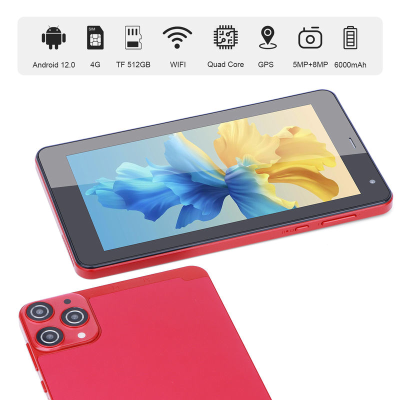 C 아이디어 와이파이 5G 태블릿 7인치 태블릿 6+128GB 쿼드 코어 터치 스크린 교육용 CM515 (붉은)