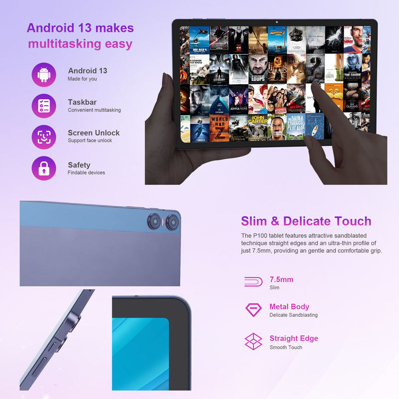C 아이디어 안드로이드 13 듀얼 카메라 5MP+13MP 1200*2000 2K 화면 11인치 태블릿 PC P100