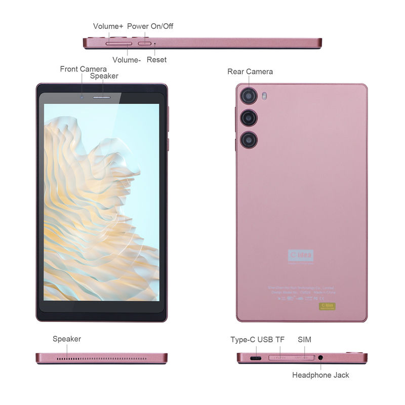 C 아이디어 안드로이드 12 태블릿 6GB 램 128GB 롬과 SIM 7인치 태블릿 PC 학생용 CM525 분홍색