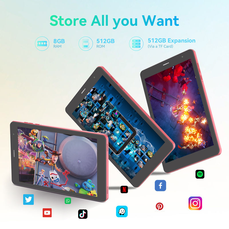 C 아이디어 5g 안드로이드 태블릿 8+512gb 8인치 태블릿 학생용 SIM와 와이파이 Cm828 빨간색