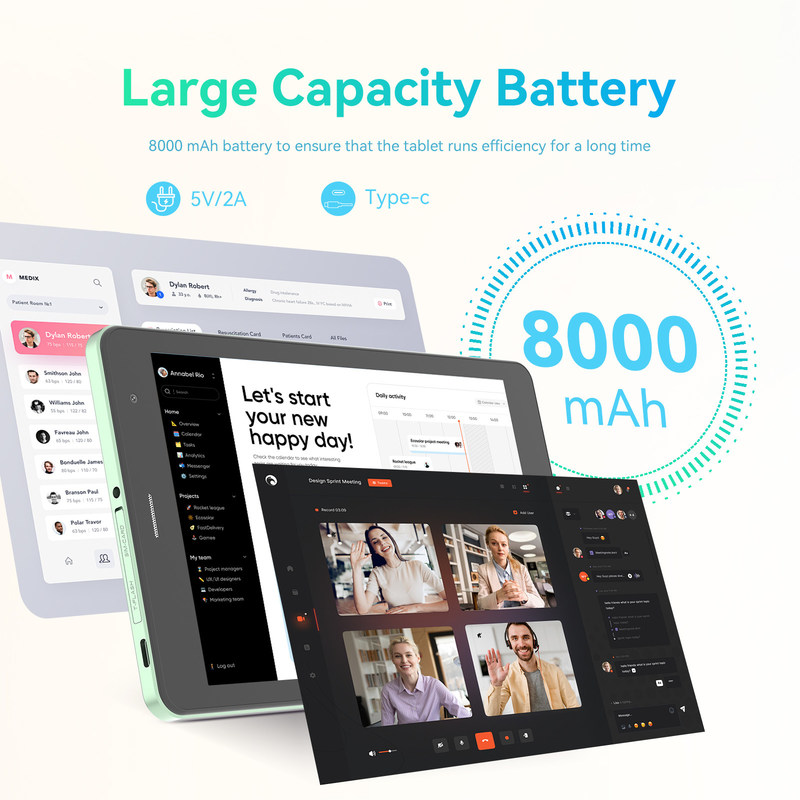 C 아이디어 고해상도 디스플레이 8인치 태블릿 PC 800x1280 Ips 스크린 청소년 교육용 CM828 녹색