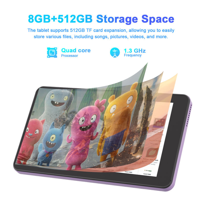 C 아이디어 안드로이드 13 교육용 태블릿, 8+512GB, 휴대용 7인치 태블릿 PC와 SIM 지원 CM518pro 보라색