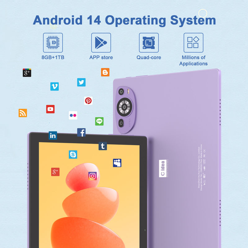 C 아이디어 10인치 안드로이드 14 교육용 태블릿 512GB 학생용 SIM 지원 CM8200Plus 보라색