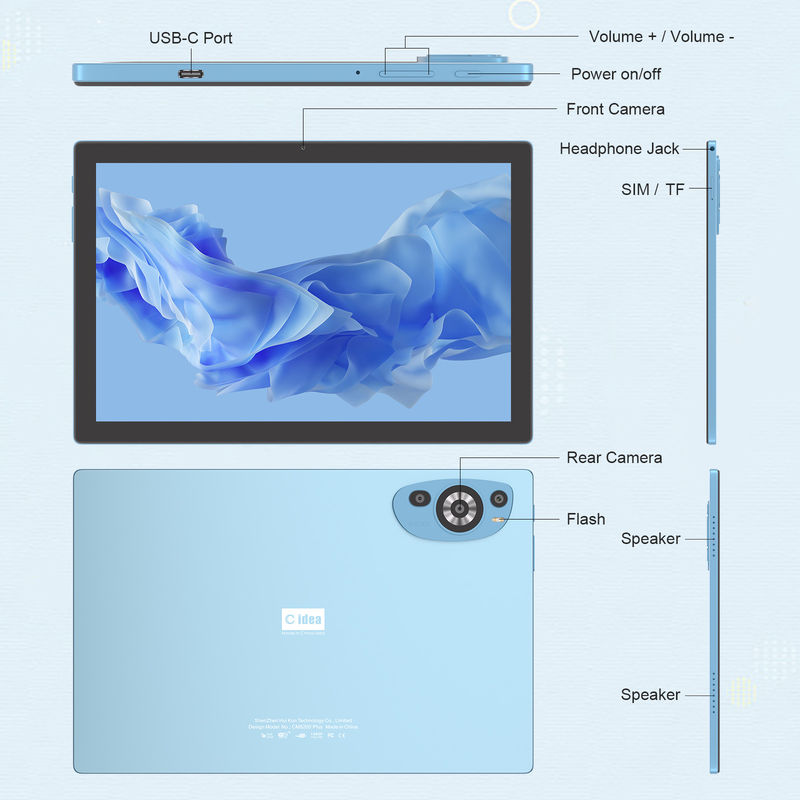 C 아이디어 안드로이드 14 터치 스크린 10.1 인치 타블릿 펜 CM8200 플러스 블루