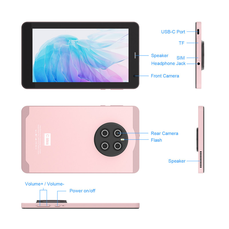 C 아이디어 7인치 태블릿 SIM 와이파이 안드로이드 태블릿 PC CM518 프로 분홍색