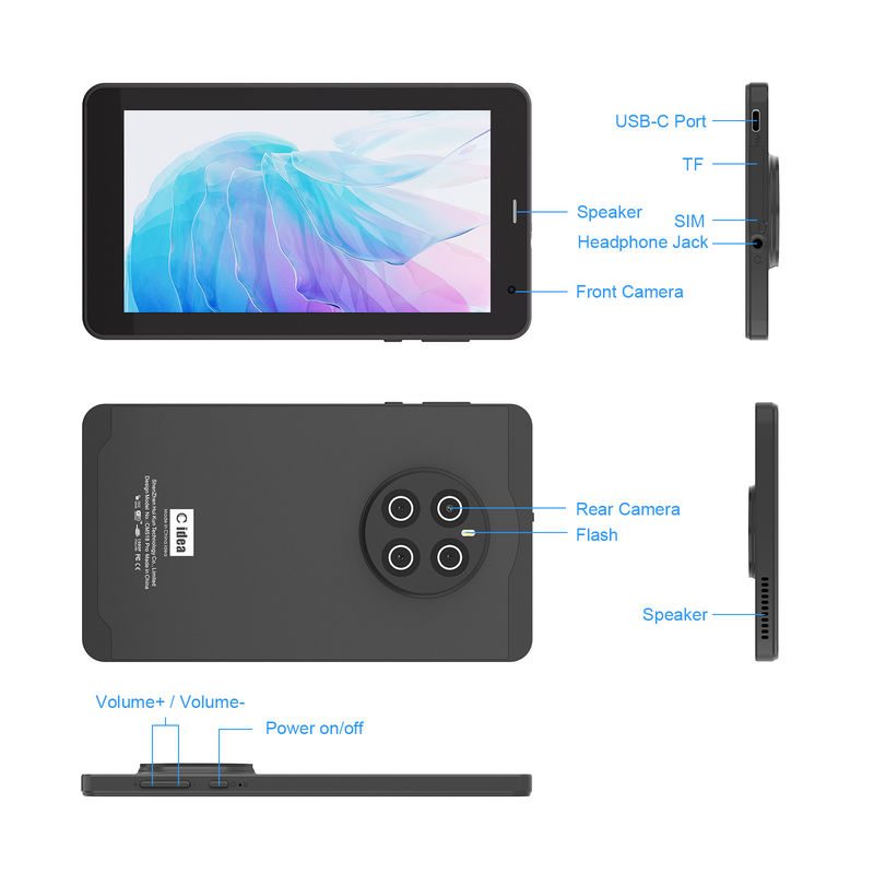 C 아이디어 안드로이드 13 태블릿 512GB SIM 7인치 태블릿 PC CM518 프로 블랙