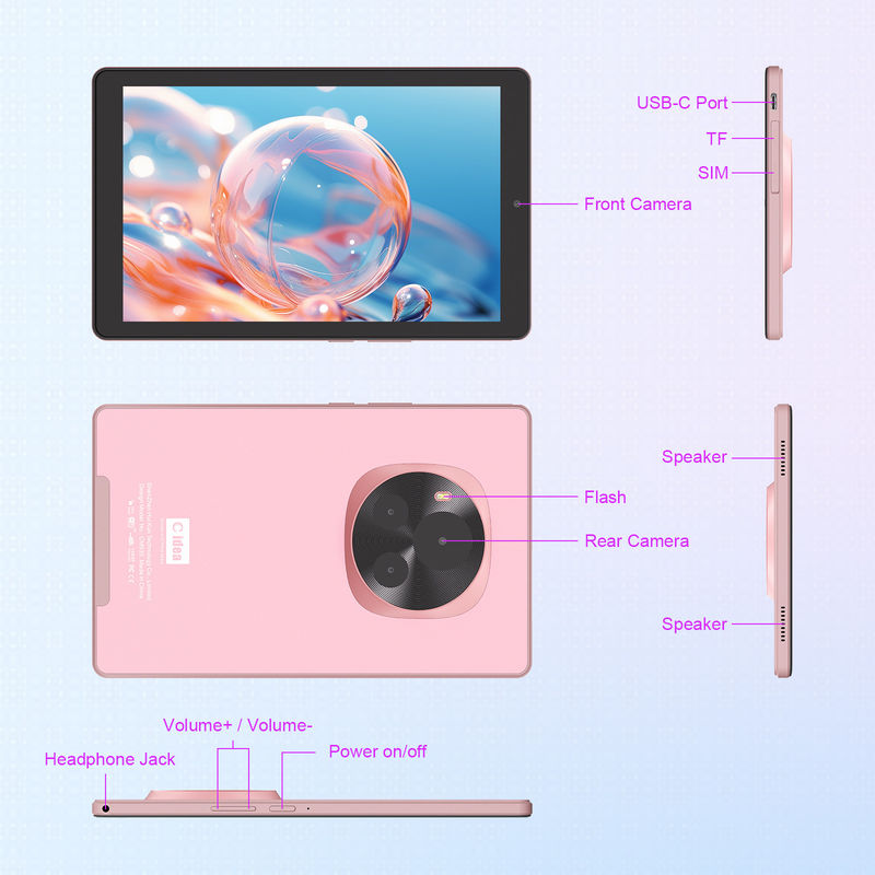 C 아이디어 안드로이드 태블릿 5G SIM 지원 9인치 태블릿 PC 케이스와 펜 CM935 분홍색