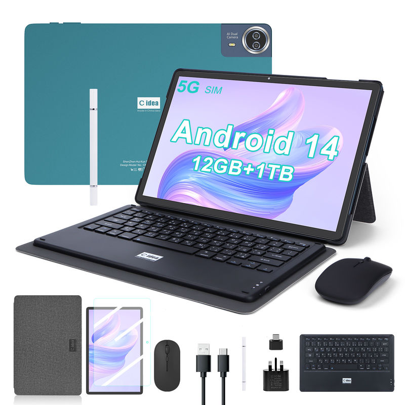C 아이디어 14인치 태블릿 대형 저장 장치 SMART 태블릿 PC 키보드 CM14000 플러스 블루