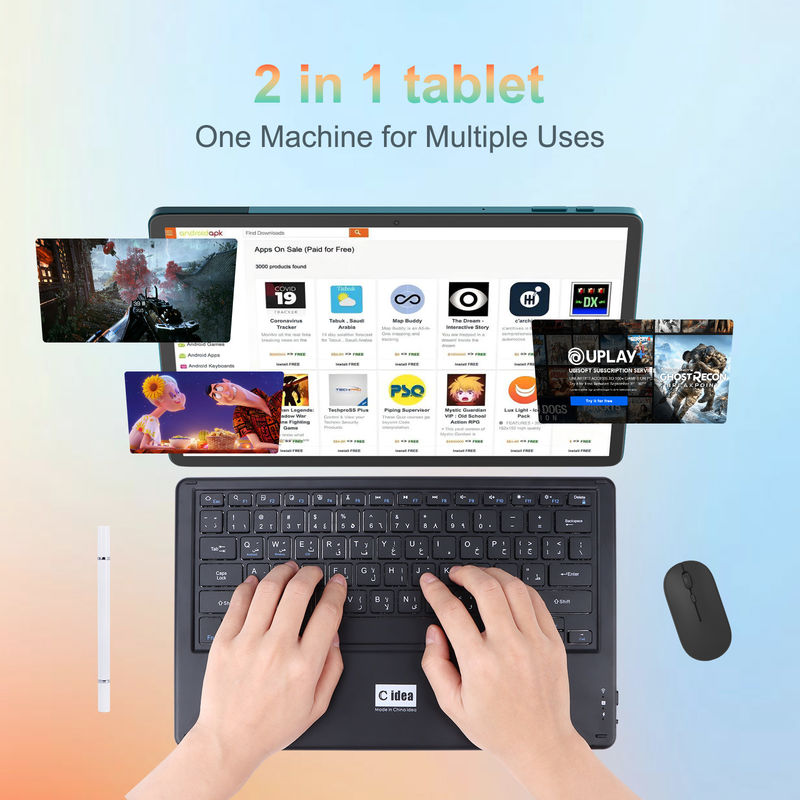 C 아이디어 14인치 태블릿 대형 저장 장치 SMART 태블릿 PC 키보드 CM14000 플러스 블루