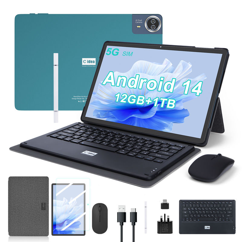 C 아이디어 14인치 태블릿 대형 배터리 스마트 태블릿 PC 키보드와 마우스 CM14000 플러스 블루