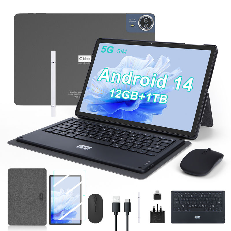 C 아이디어 14인치 태블릿 최신 안드로이드 태블릿 PC 성인용 CM14000 플러스 블랙