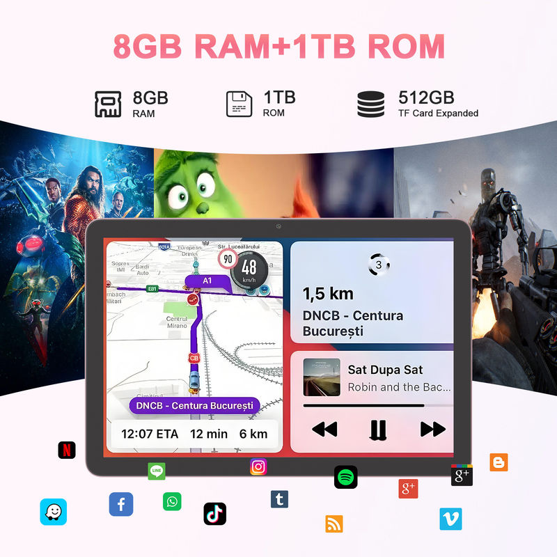 C 아이디어 10.1인치 5g 태블릿과 심 키보드 스마트 태블릿 PC 교육용 cM8300 플러스 분홍색