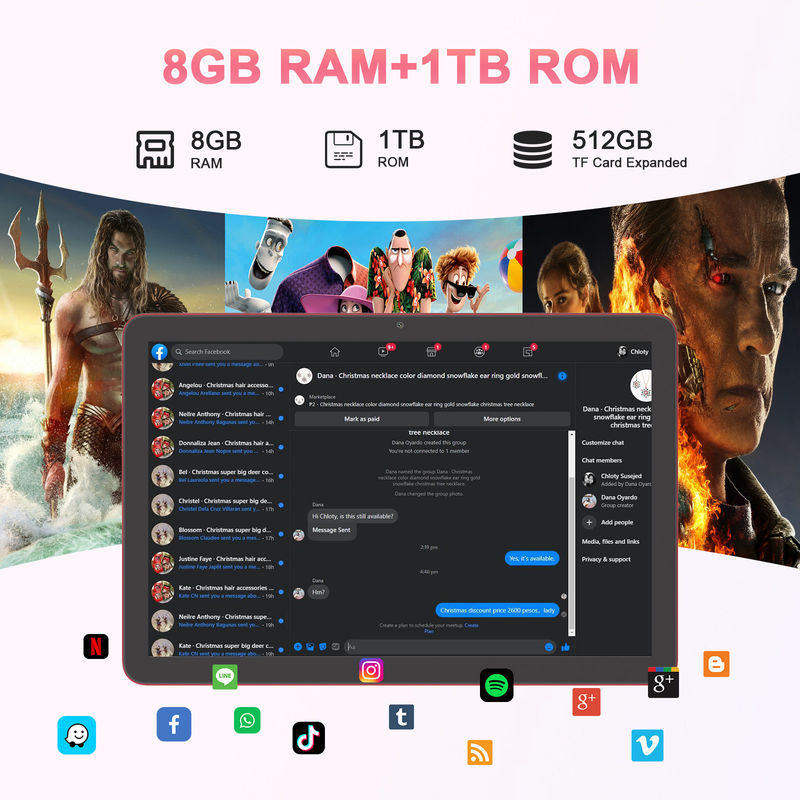 C 아이디어 태블릿 10.1인치 5G LTE 태블릿 터치 스크린 태블릿 PC 매일용 CM8300 플러스 빨간색