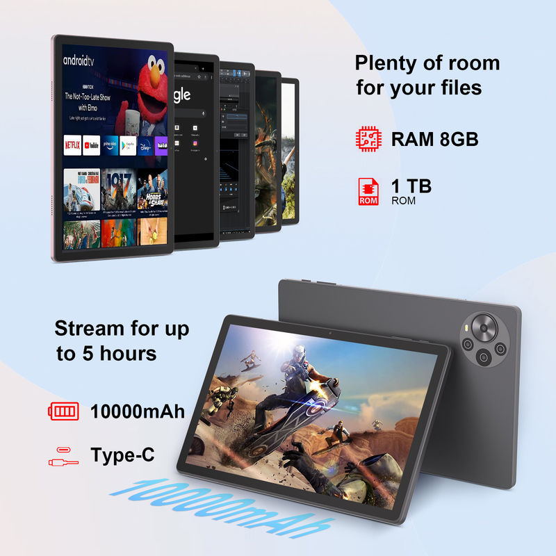 C 아이디어 10.5 인치 태블릿 PC 2K 화면 학생용 최신 안드로이드 태블릿 Cm10500 플러스 회색